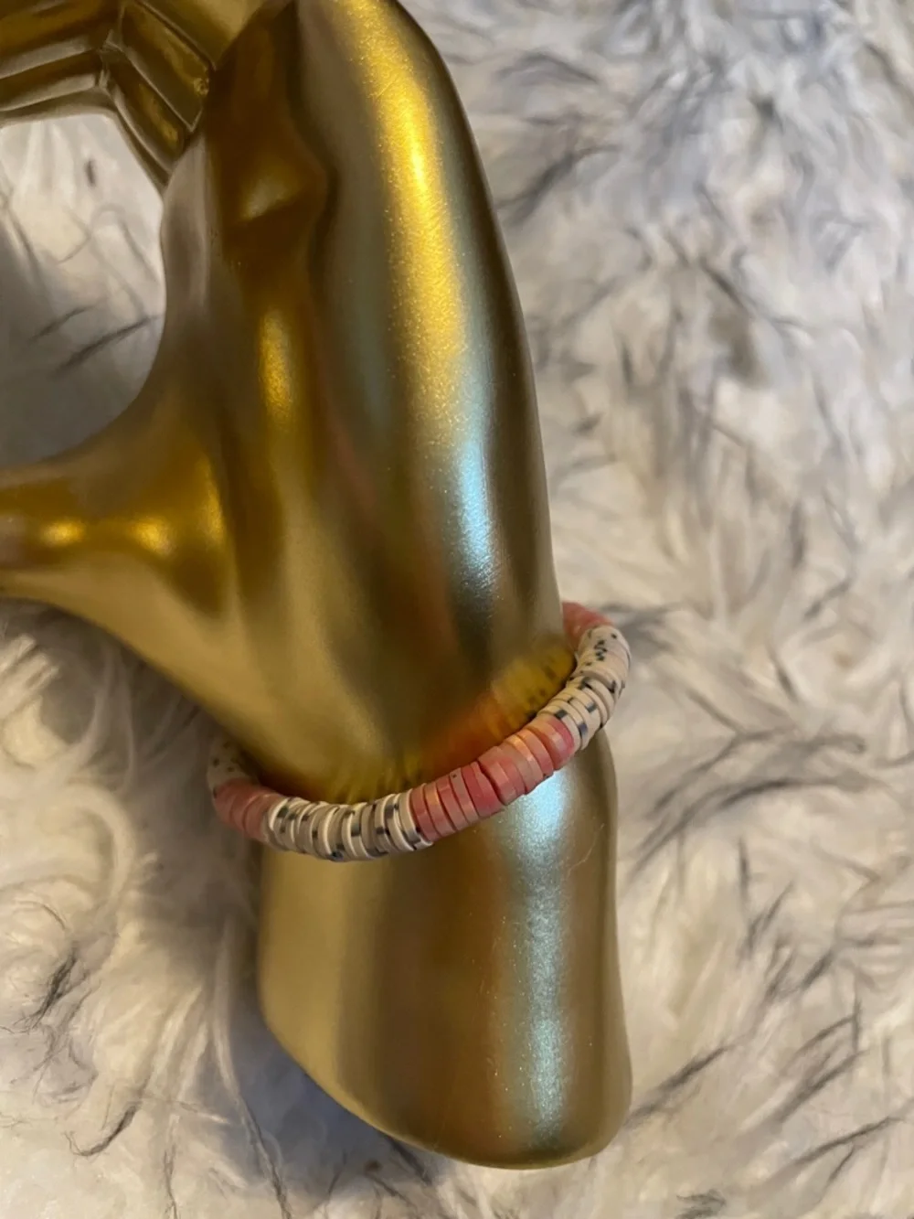 Pink and Cream Heishi Bead Bracelet